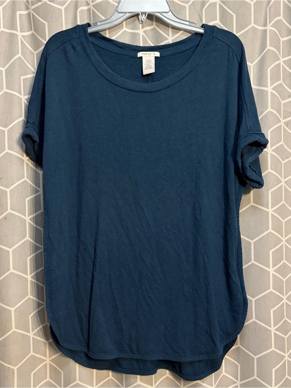 Matty M Dark Navy Short Sleeve Crewneck Top